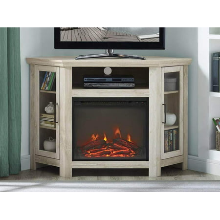 48 Wood Corner Fireplace Tv Stand, White Corner Fireplace Tv Stand For 60 Inch