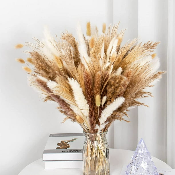 Dried Pampas Grass Decor, 120 PCS Pampas Grass Contains Bunny Tails