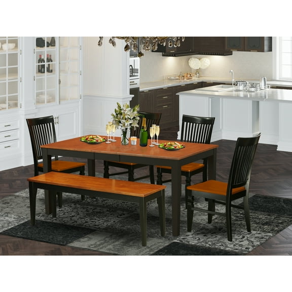East West Furniture Nicoli 6-piece Wood Dining Set in Black/Cherry