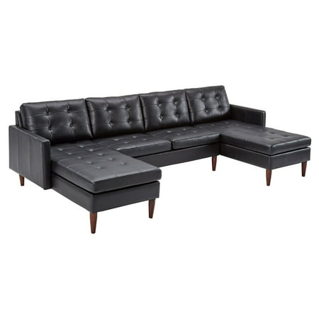 Weston Home Gilly On Tufted Leather Gel Loveseat And Double Chaise Sectional Sofa