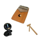 Kalimba Thumb Piano Package Includes: Dobani Thumb Piano Kalimba 17-key, W/ Rounded Back - Red Cedar + Clip-on Chromatic Tuner + Tuning Hammer