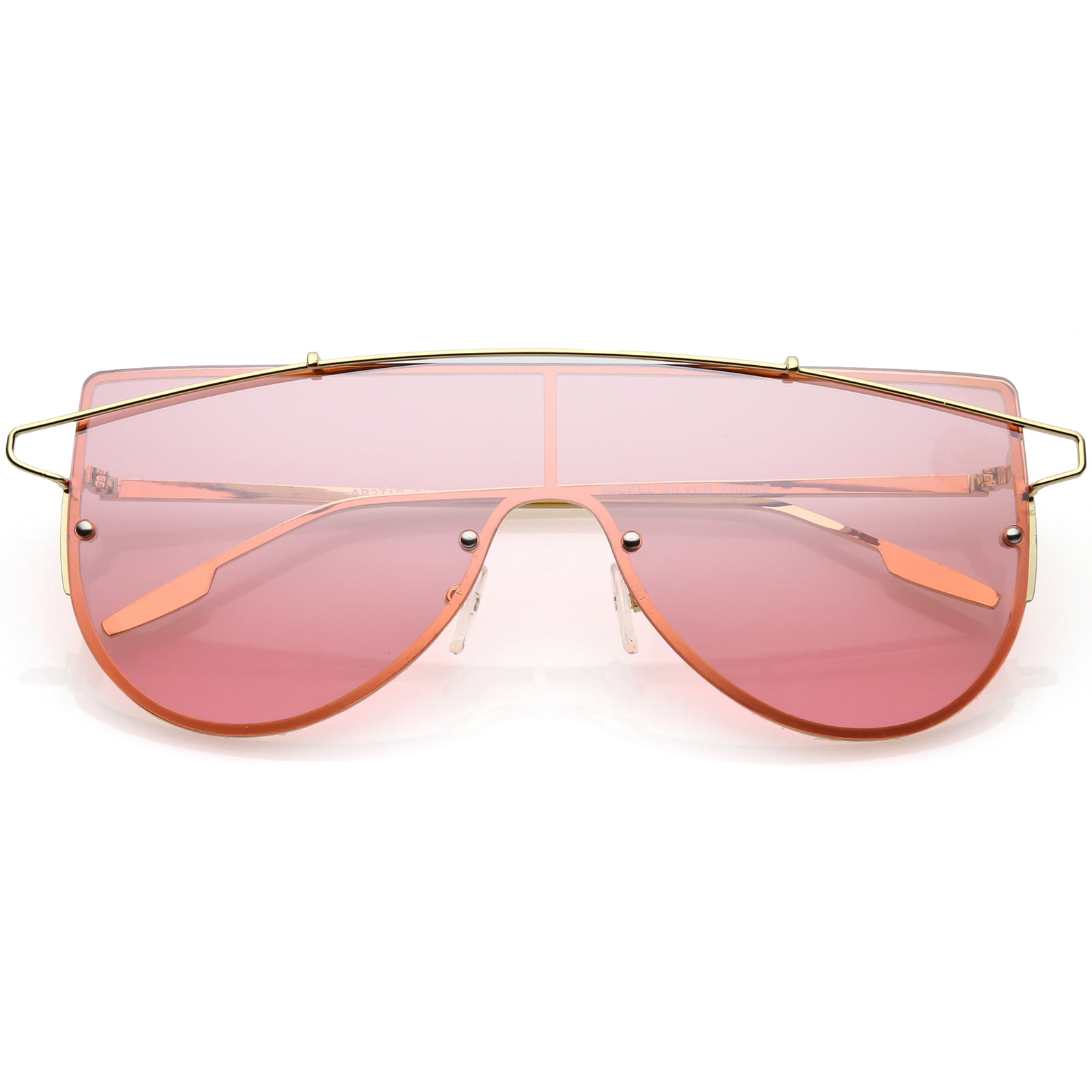 sunglass.la - Futuristic Rimless Shield Sunglasses Metal Crossbar ...