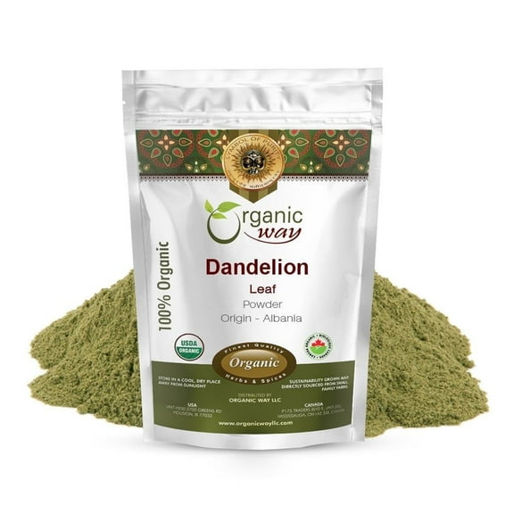 Organic Way Dandelion Leaf Powder | Herbal Tea (Taraxacum Officinale) - European Wild-Harvest | Organic & Kosher Certified | Non GMO & Gluten Free | USDA Certified | Origin - Albania (1/4LBS / 4Oz)
