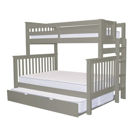 Bedz King Bunk Beds Twin Over Full Mission Style With End Ladder And A Trundle Gray Bedz King Bunk Beds Twin Over Full Mission Style With End Ladder And A Trundle Gray