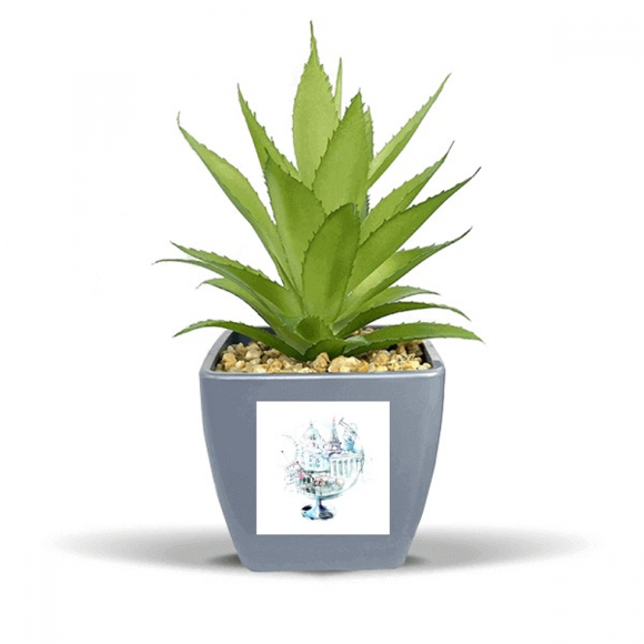 Globe London Eye Eiffel Tower Watercolor Fake Pineapple Flower Pot Vase Mini Decor