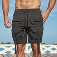 thumbnail image 2 of Pantalones cortos cargo para hombre con cintura elástica: pantalones de trabajo de verano, poliéster, bolsillos espaciosos, tallas S-XXXL para uso deportivo y casual., 2 of 5