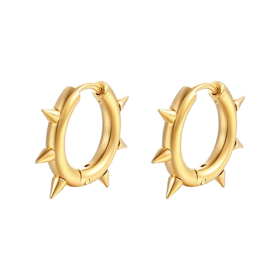 5 pc Stainless Steel Hoop Earrings for Men Rivet Golden 16x21mm