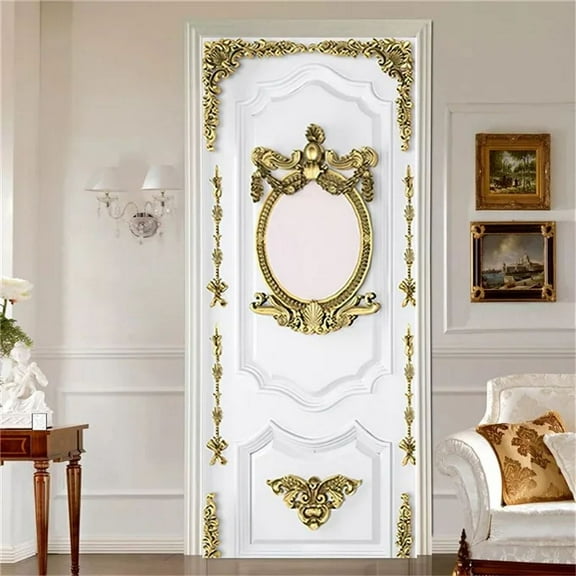 Retro European Style Door Stickers Modern Home ration Mural D Entrance Closet Waterproof Self-adhesi