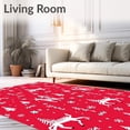 thumbnail image 2 of ODIKA 6'x9' Machine Washable Non-Slip Area Rug, Whimsical Yuletide Wonderland with Trees Prancing Deer and Delicate Flakes High Traffic Rug with Pad, Red, 733033, 2 of 8