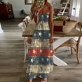 thumbnail image 2 of Cmfcve Womens 4th of July Clothes Dresses V-neck Sleeveless Patriotic Dress Independence Day Print Patchwork Art Flag Casual Dress, 2 of 5