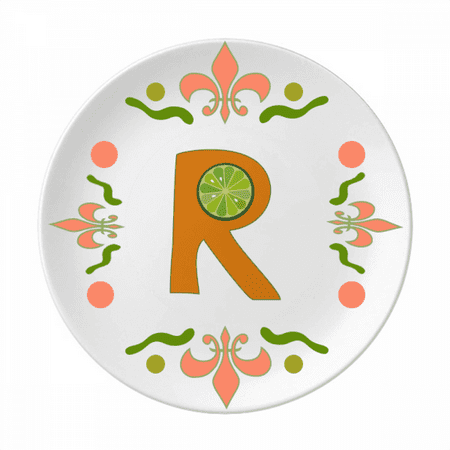 

R Alphabet Orange Fruit Art Deco Fashion Flower Ceramics Plate Tableware Dinner Dish