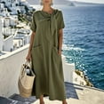 thumbnail image 4 of Idoravan Women Summer Loose Dresses with Pockets Women Neck Short Sleeve Stylish Loose Solid Maxi Dress with Side Pockets Collar Ankle Dress, 4 of 6