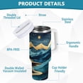 thumbnail image 2 of Yayeee 40oz Stainless Steel Tumbler with Straw and Handle Double-Wall Insulated Travel Water Bottle, Dark Mountains, 2 of 8