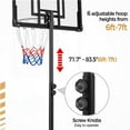thumbnail image 3 of LKUPM Portable Basketball Hoop, 7ft Adjustable Indoor/Outdoor Basketball Goal for Kids/Youth, Durable and Stable Basketball Stand, 3 of 10