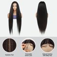 thumbnail image 3 of STUDIOCUT BY PROS 36 Inch Super Long waist length Straight Soft Swiss Lace Front wigs middle center part for Black Women Heat Resistant Synthetic Wig DPL002 (36 Inch, FS1B/30), 3 of 7