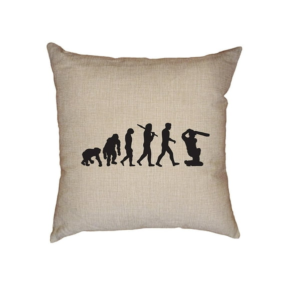 Classic Evolution of Man with Cricket Player Hilarious Decorative Linen Throw Cushion Pillow Case with Insert