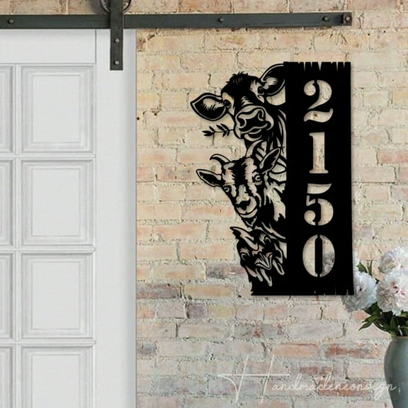 Handmadetneonsign Cow Goat Chicken House Number Metal Wall Art LED Light - Personalized Sign Home Decor 58617