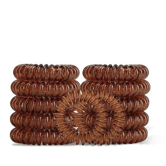 12Pcs Spiral Hair Ties, No Crease Coil Hair Ties, Phone Cord Hair Ties for Thick Hair for Women Ponytail Holder, Headband, Brown