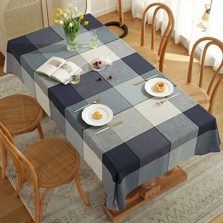

Voguele Tablecloth Oil-Proof Table Cloths Dust-proof Vintage Tablecloths Plaid Ins Covers Polyester Washable Blue 55.12 * 39.37 in