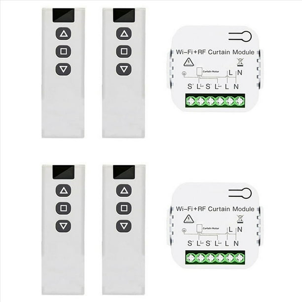 Tuya Smart Life WiFi 433Mhz Interruptor de Cortina Ciega con Mando A Distancia para Control de Persiana Enrollable Eléctrica, 4RC 2RE