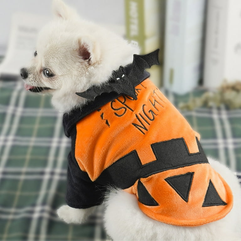 SPRING PARK Halloween Bat Pattern Pet Costumes for Dogs Funny Holiday Party Dresses Soft and Breathable Cute Cats and Dogs Clothing for Small and Medium Size Dogs and Cats Outfit Walmart