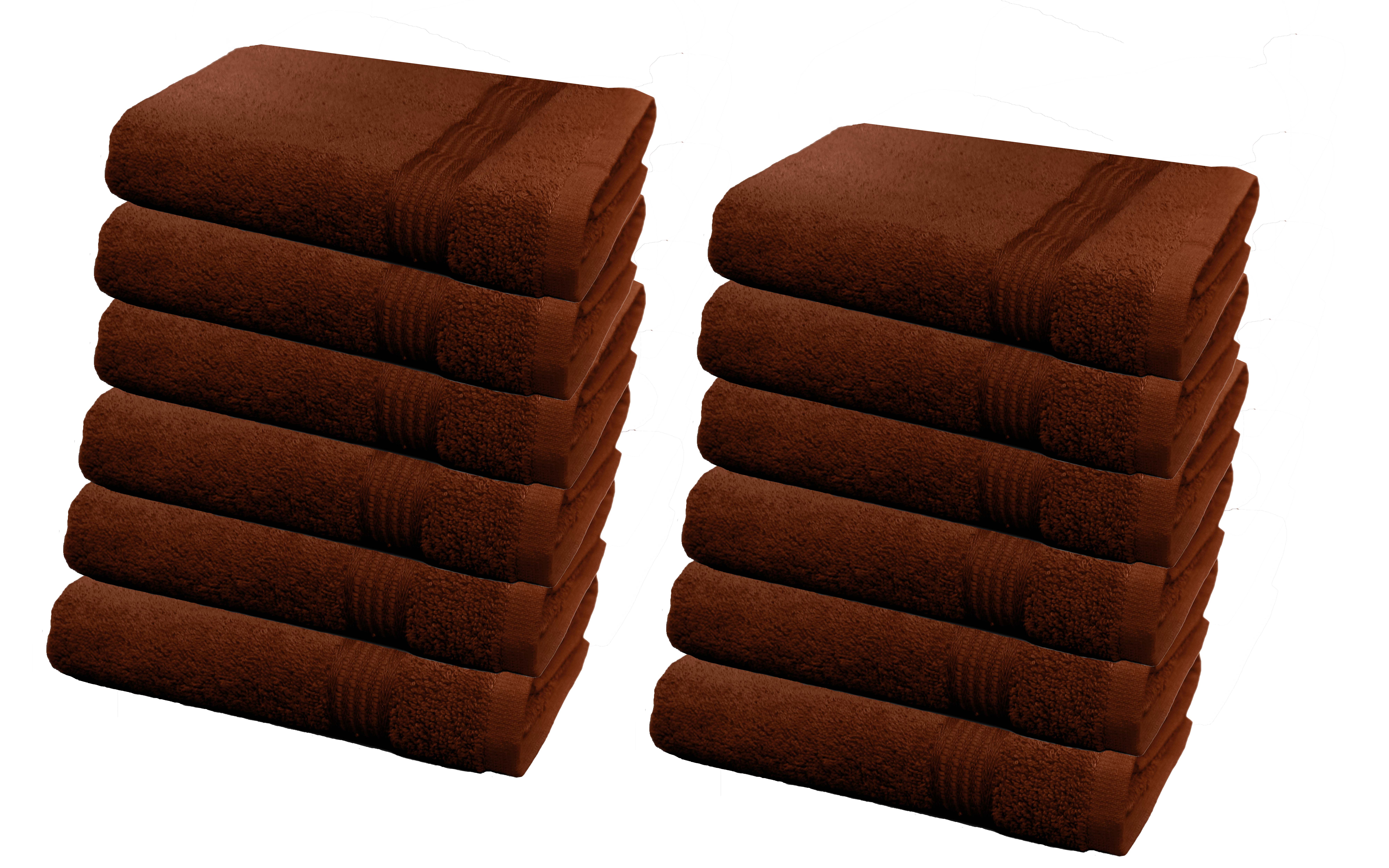 Solid Brown 12 Piece 100 Cotton Washcloth Towel
