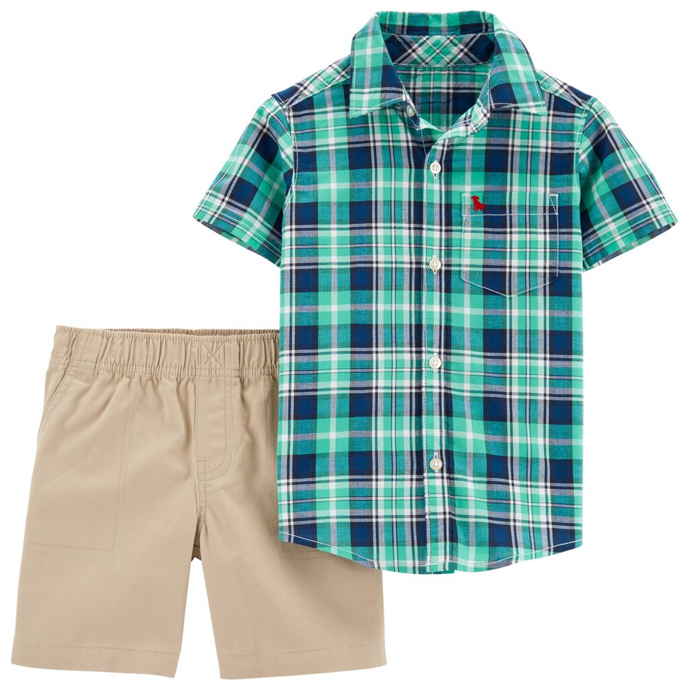 Carter's Baby Boy Carter's Plaid Button Down Shirt & Khaki Shorts