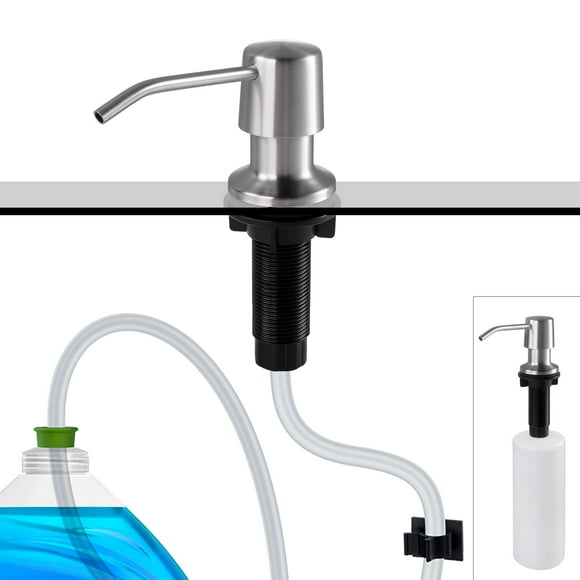Stylever Stainless Steel Hand Soap Dispenser for Kitchen Sink Dish Soap Dispenser with 47"" Extension Tube Kit Sink Soap Dispenser Pump Kitchen Soap Dispenser Set 4 Spout and 16oz Capacity Bott