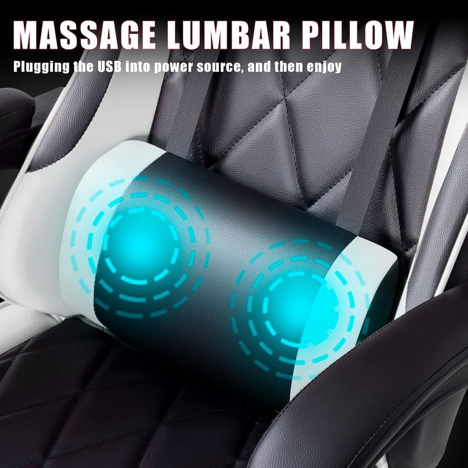 Homall Gaming Chair Massage Office Chair Computer Racing Chair High Back PU Leather Chair, White