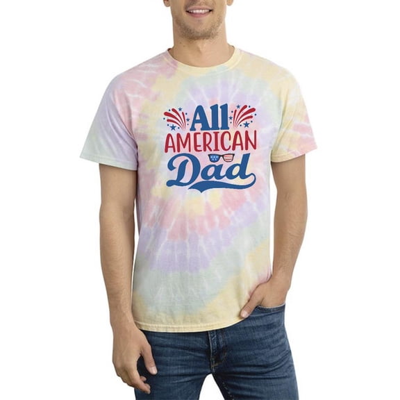 All American Dad Fireworks Tie Dye Spiral Men -Image by Shutterstock, Male Large