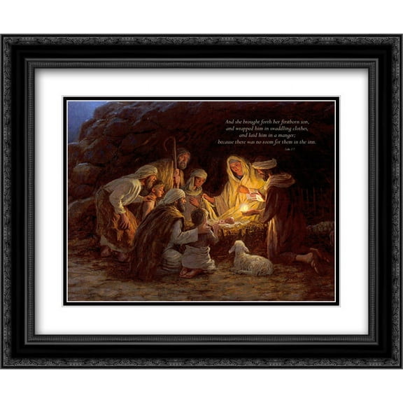 Nativity 2x Matted 14x12 Black Ornate Framed Art Print by Jon McNaughton