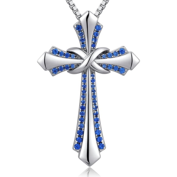 Necklace Pendant Necklace 18K White Gold Plated Stainless Steel Necklace for Women, 4A  Cubic Zirconia Princess Cut