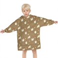 thumbnail image 3 of Beige Chicken Pattern Blanket Hoodies for Kids 6-13YR Oversize Wearable Blanket Hoodies for Boys Girls Teens, 3 of 7