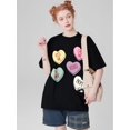 thumbnail image 1 of Retro Valentines Day Candy Vintage Heart Anti-Valentine Casual Pure Cotton Black T-shirt, 1 of 5