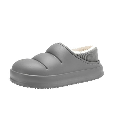 

Chiccall Waterproof Plush Slippers Unisex Comfortable Warm Lining Thick Cotton Shoes Non-Slip and Cold-Proof Slippers Indoor Outdoor House Slippers for Women Men on Clearance