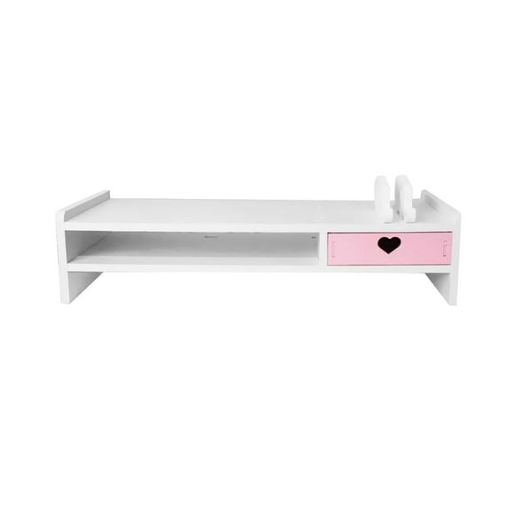 Monitor Stand Riser Computer Workstation Organizer Computer Heightened Shelf Pink 1 Drawer