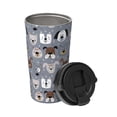 thumbnail image 2 of Logiee Cute Dog Faces Print Stainless Steel Coffee Tumbler, Travel Coffee Mug, Insulated Coffee Mug with Lid, Spill Proof Coffee Cup, Portable Thermal Mug, 2 of 8