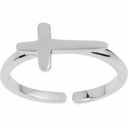 Women's Sterling Silver Adjustable Cross Toe Ring