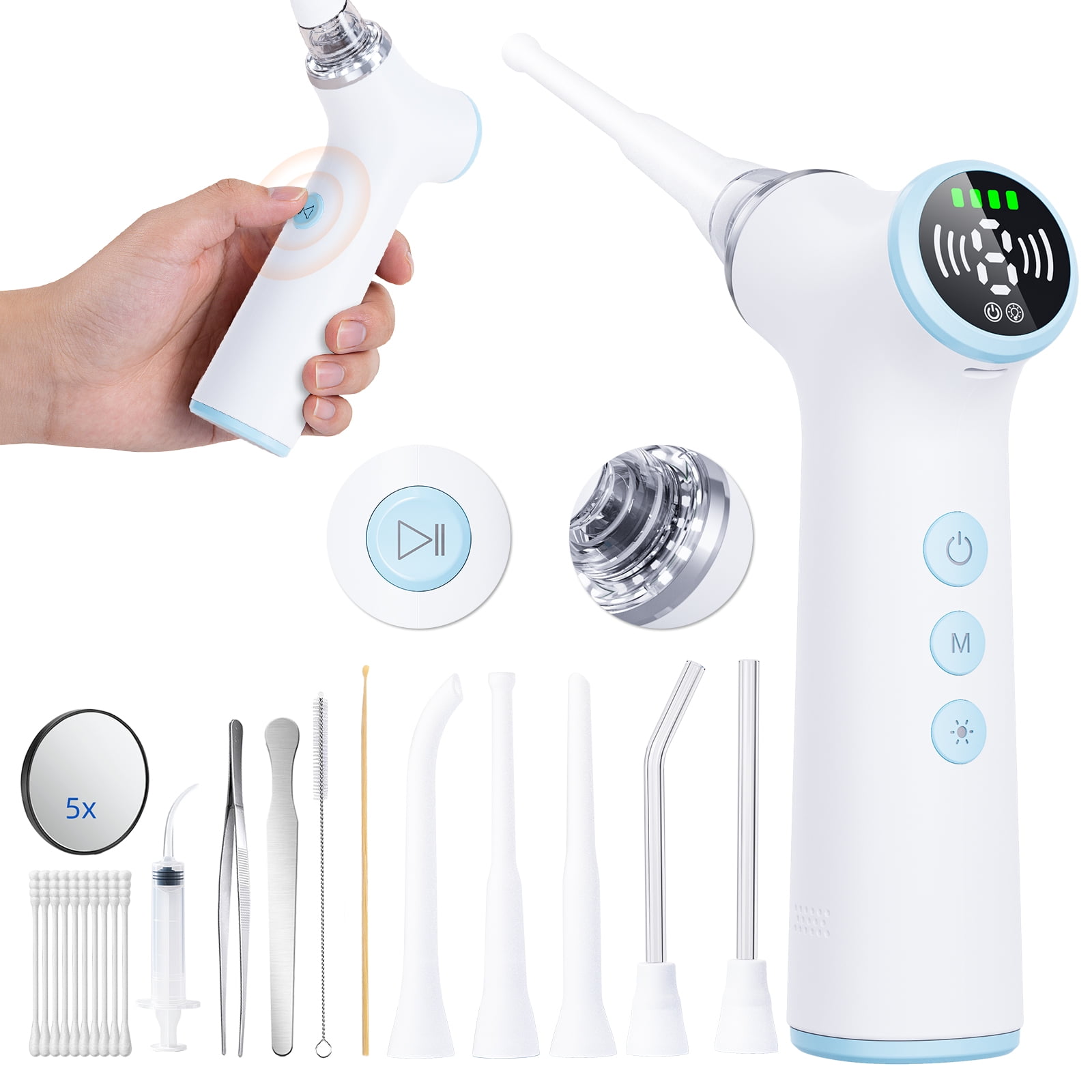 Electric Tonsil Stone Remover Vacuum – 8 Suction Levels with Safety Pause Button,LED Light & Oral Protection | High-Precision Tonsil Stone Removal Kit with 13 Attachments
