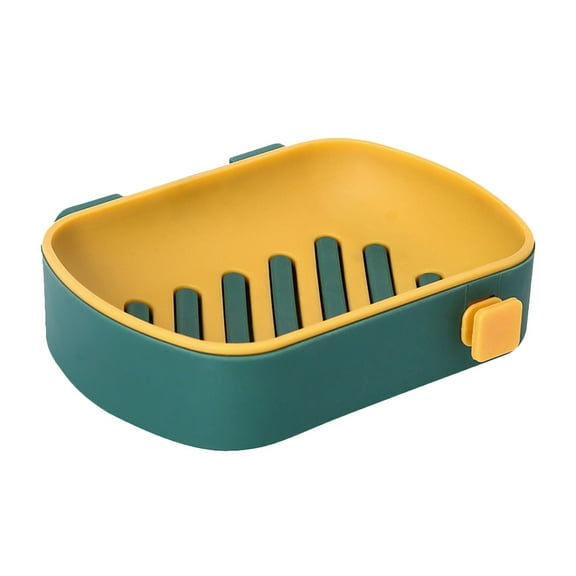 LABSERRON 1Set Adhesive Drain Soap Dish for Kitchen and Bathroom Wall Mounted with Draining Tray