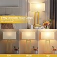 thumbnail image 3 of 22" Tall Bedroom Lamps for Living Room - Touch Gold Bedside Lamps with USB C+A, 3 Way Dimmable Lamp for Nightstand, Modern Night Stands Lamps for End Tables(Beige&Gold), 3 of 16