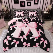 Manfei Letter Monogrammed M Full Size Comforter Sets 3-Piece for Boys Girls,Kawaii Ribbon Bow Bedding Comforter Set,Dreamy Princess Lightweight Bedding Sets,Lightweight Room Decor,Reversible