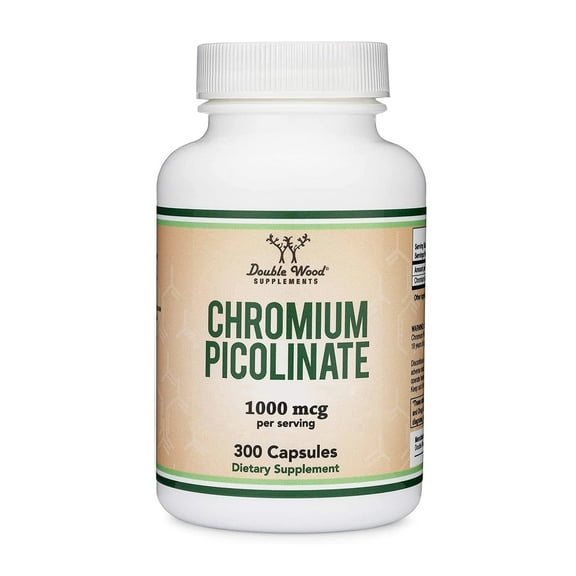 Chromium Picolinate 1000mcg for Weight Loss (High Absorption and Bioavailability) (300 Vegan Safe Capsules, Non-GMO, Gluten Free, Made in The USA) by Double Wood Supplements