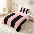 thumbnail image 2 of Manfei Geometric Stripe Twin Comforter Sets, Pink Black Minimalist Bedding Set, Pink Reversible 2-Piece, 1 Comforter and 1 Pillowcase, 2 of 6