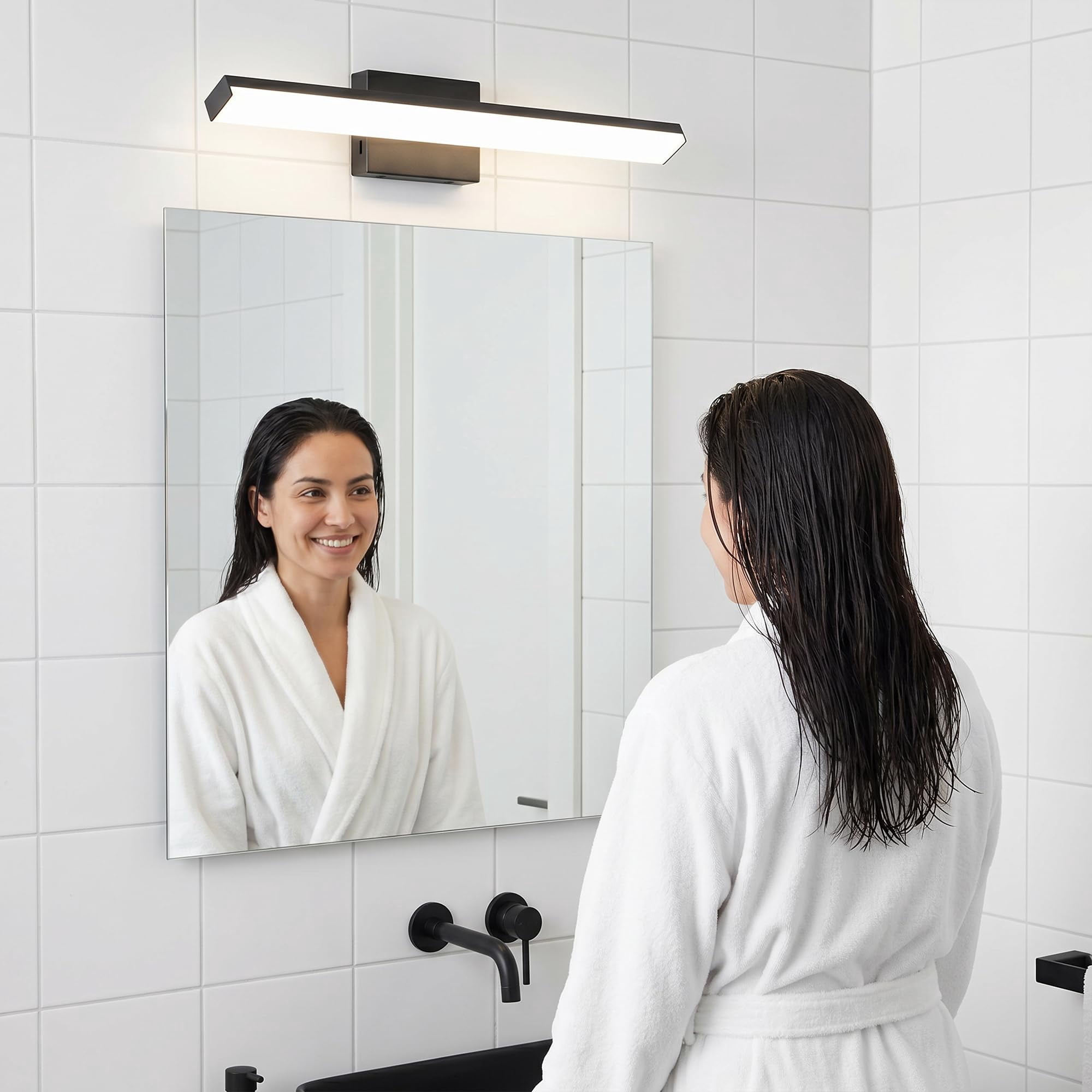 24in 5cct Modern Led Vanity Light For Bathroom Lighting Dimmable 24w Black Painted