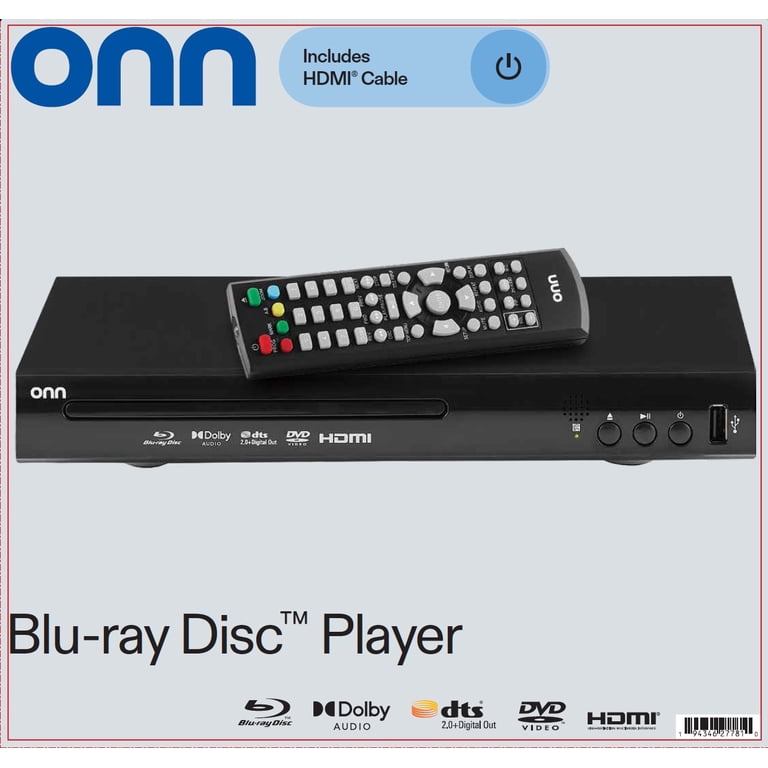 Free Shipping! Onn+ 1080p Blu-ray Player with HDMI Cable Black Blu-rayプレイヤー