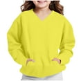 thumbnail image 4 of Atogsazn Kids Boys V Neck Sweatshirt Children's Casual Long Sleeve Pullover Sweatshirts Loose Fit Tops Clothing 03-Yellow 9-10 Years Fashion, 4 of 8