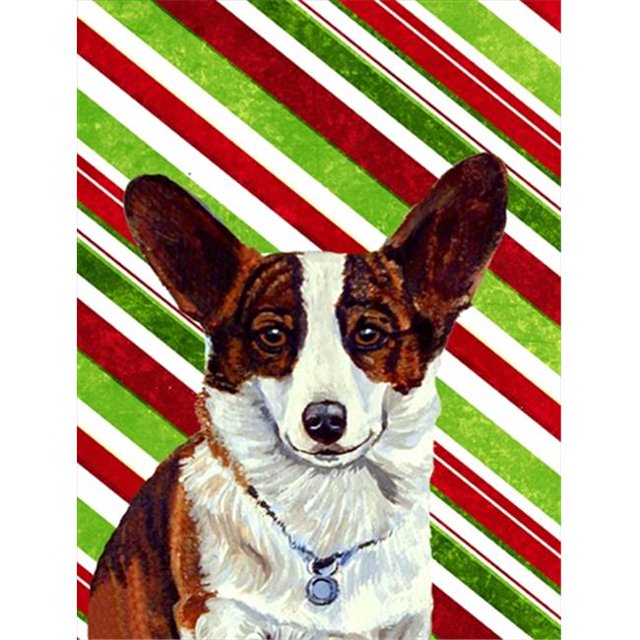 11 x 15 Po Corgi Candy Cane Vacances Drapeau Taille de Jardin