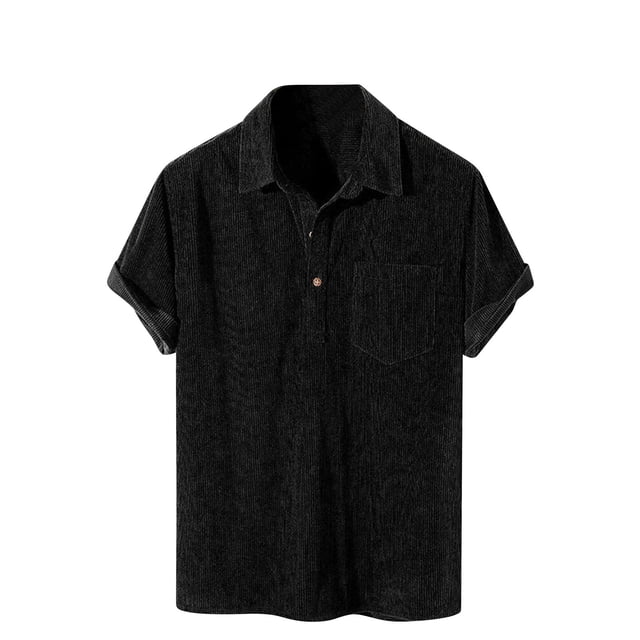 Gspmoly Sweat-Shirt pour Hommes, Chemise Décontractée à Manches Courtes, Couleur Unie, Confortable, Col Rabattu, Blouse d'Été