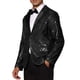 thumbnail image 4 of Blazer de lentejuelas Lars Amadeus para hombres, chaqueta deportiva brillante y colorida con solapa de pico, color negro, 4 of 5